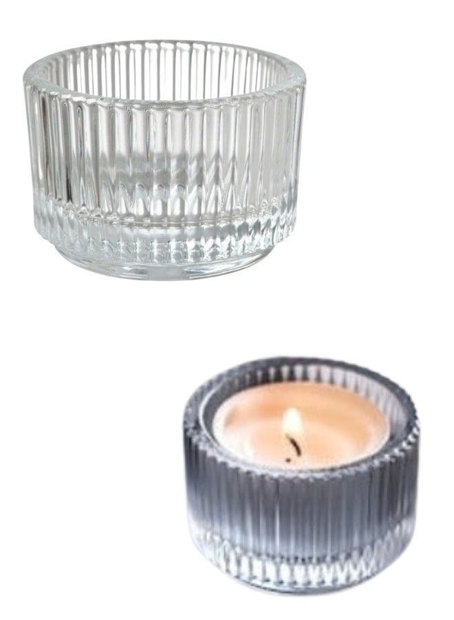 Mini Clear Tealight Candle Holder – Stackable Elegant Glass Cup for Cozy Home Lighting & Romantic Decoration - Image 1